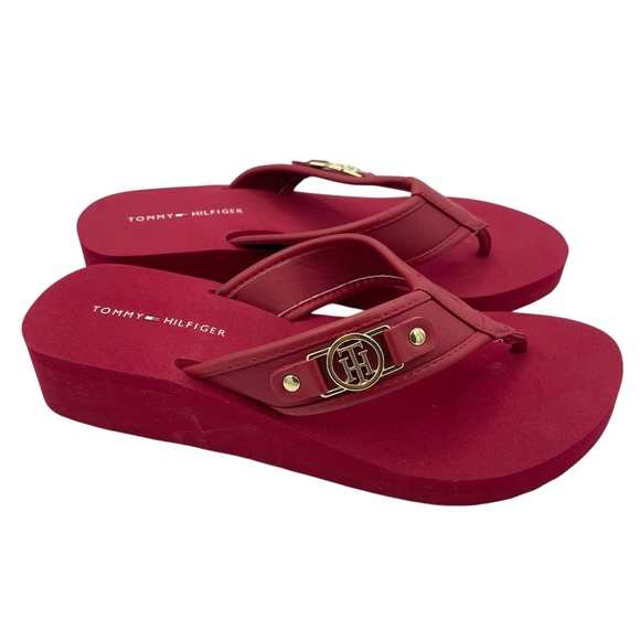 TOMMY HILFIGER Rumia red flip-flop women's sandals Size 6M - Picture 1 of 8